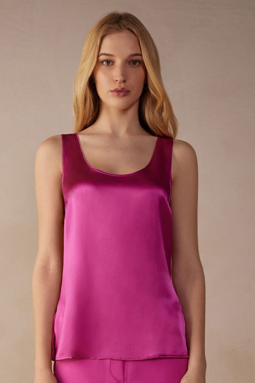 Intimissimi Silk and Modal Tank Top Pink - 206j - Valentine Pink | 6157XQFNY