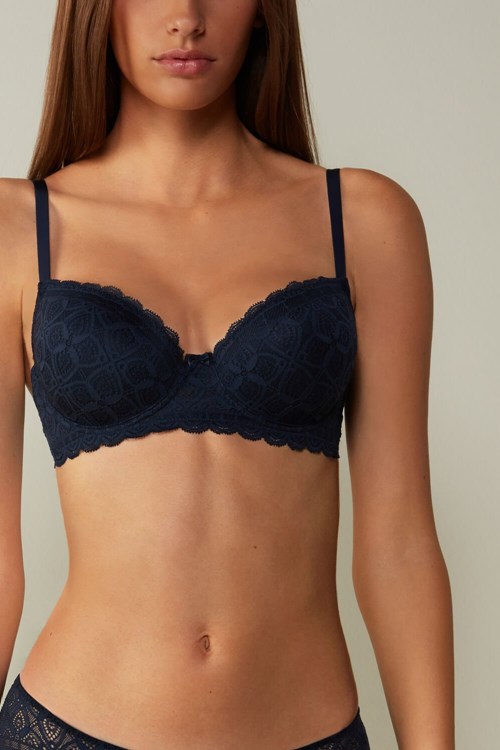 Intimissimi Sofia Balconette Bra in Lace Blue - 1467 - Intense Blue | 3258KNAOG