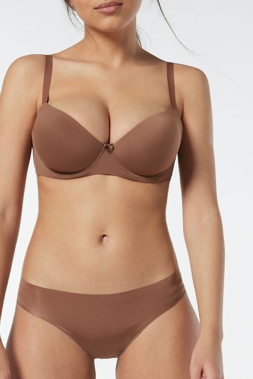 Intimissimi Sofia Microfiber Padded Balconette Bra Natural - 502i - Dark Beige | 3406RFVGM