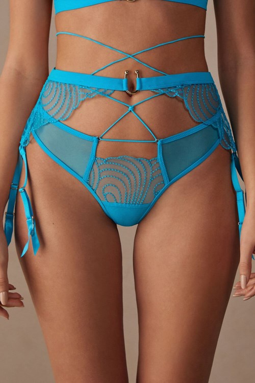 Intimissimi Steal the Show Garter Belt Blue - 210j - Digital Turquoise | 1398AYVBP