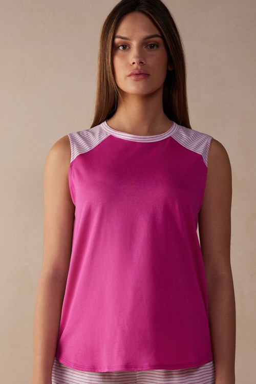 Intimissimi Strawberry Milkshake Tank Top in Supima® Ultrafresh Cotton Pink - 206j - Valentine Pink | 0837KZUEC