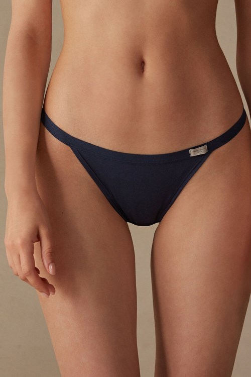 Intimissimi String Thong in Cotton Blue - 1467 - Intense Blue | 3985XGWJU