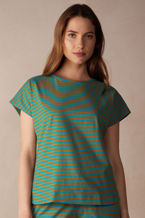 Intimissimi Summer Vibes Striped Top Green - 242j - Summer Vibes Stripe | 7081SHZKA