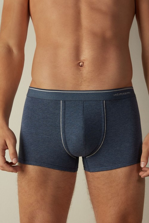 Intimissimi Supima® Cotton Boxers Blue - 081i - Denim Blue Blend / Light Grey Blend | 2815MIDXV