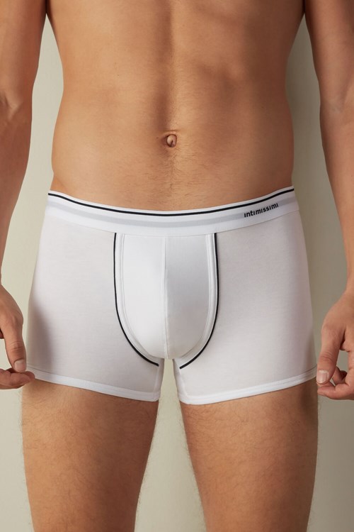 Intimissimi Supima® Cotton Boxers White - 6986 - White / Blue | 8465TLROW