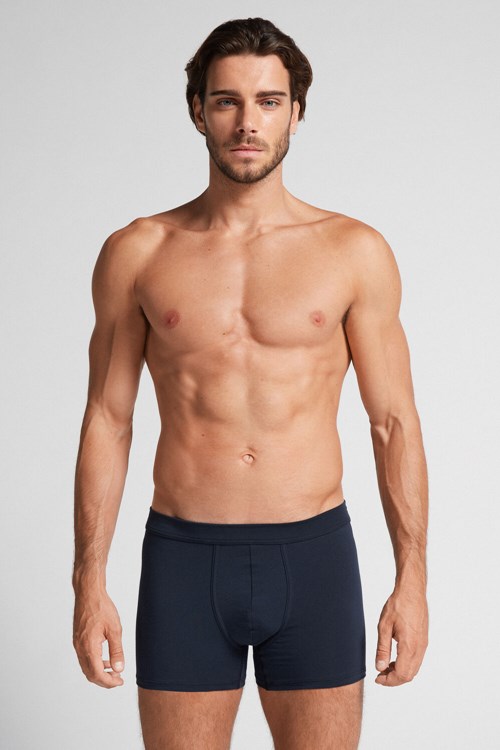 Intimissimi Supima® Cotton Loose Fit Boxers Blue - 800 - Midnight Blue | 0325IOXGA