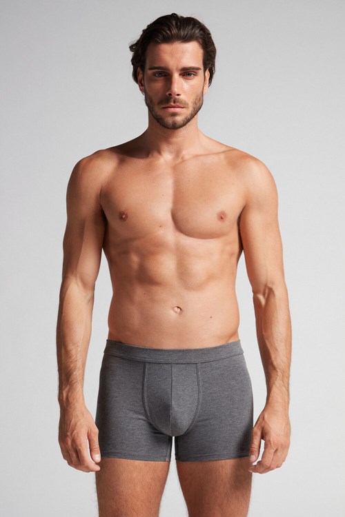 Intimissimi Supima® Cotton Loose Fit Boxers Dark Grey - 5227 - Heathered Graphite Grey | 7469LZACR