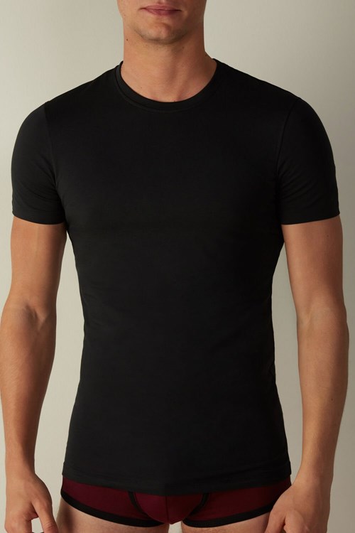 Intimissimi T-shirt in Stretch Supima® Cotton Black - 019 - Black | 1427MNVEX