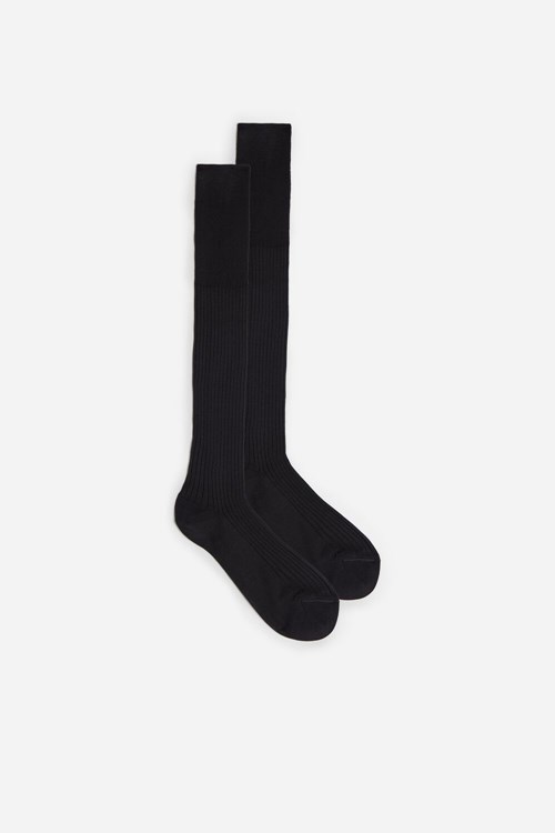 Intimissimi Tall Ribbed Egyptian Cotton Socks Grey - 780 - Anthracite | 8507NIOSA