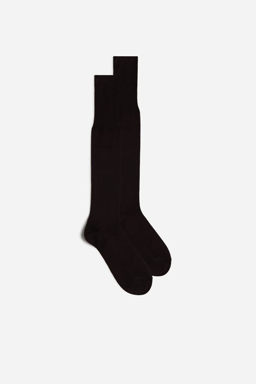 Intimissimi Tall Sateen Egyptian Cotton Socks Brown - 015 - Brown | 6104SYDRU