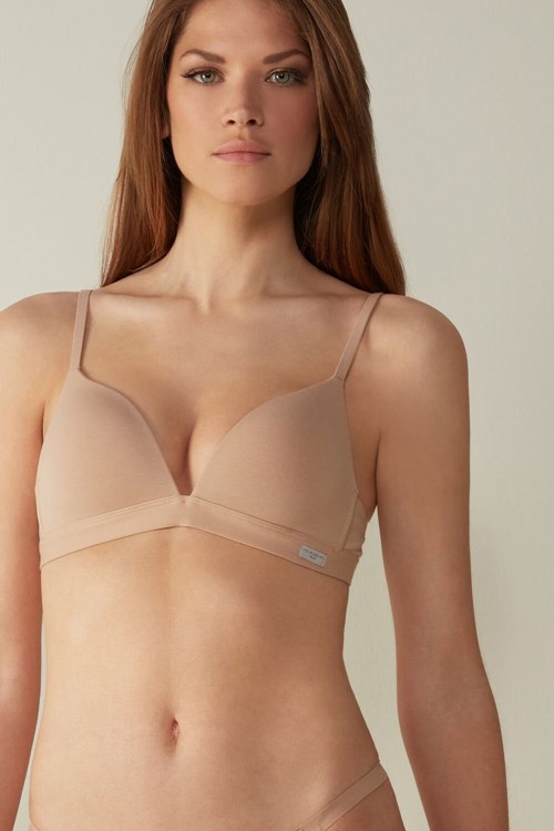 Intimissimi Tiziana Triangle Bra in Cotton Natural - 044 - Soft Beige | 4026PGHLU