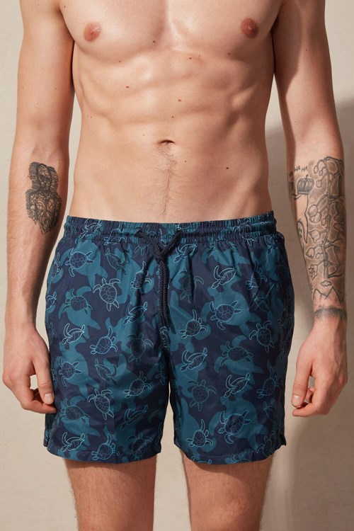 Intimissimi Turtle Print Swim Trunks Blue - 274j - Intense Blue Tortoise Print | 4189ZNSGF