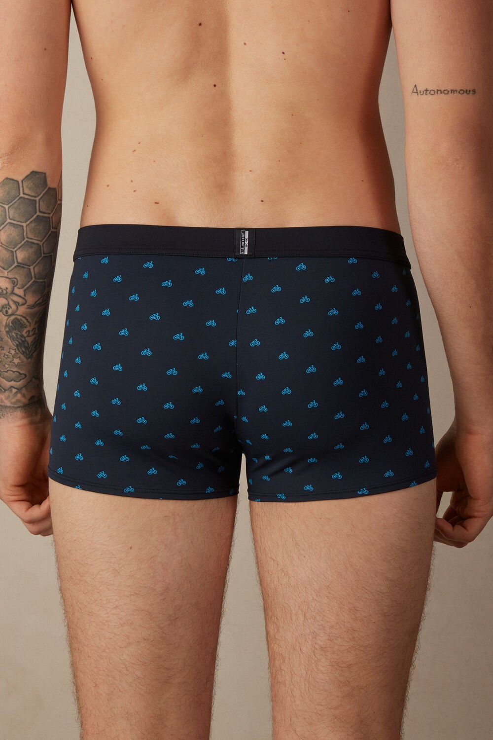 Intimissimi Bicycle Boxers in Microfiber Blue - 178j - Midnight Blue Bike Print | 9124AOKGE