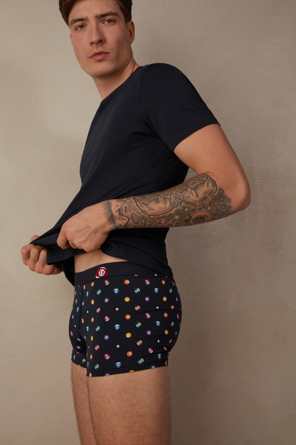 Intimissimi Billiard Boxers in Stretch Supima® Cotton Blue - 179j - Midnight Blue Billiards Print | 7035PQJTS