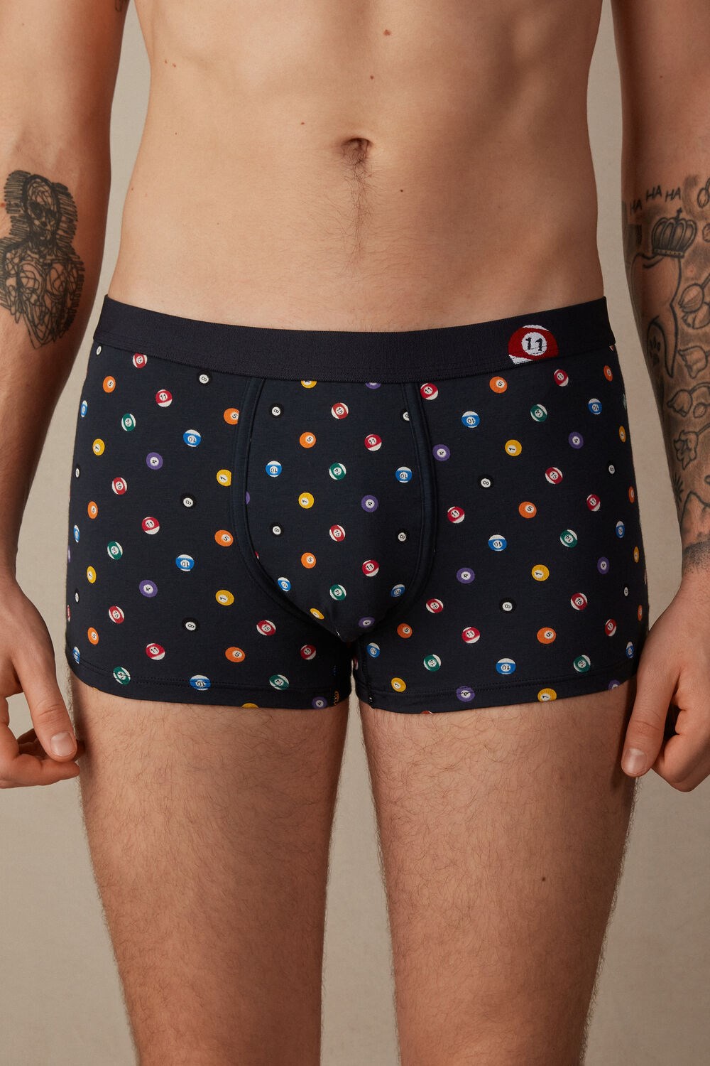 Intimissimi Billiard Boxers in Stretch Supima® Cotton Blue - 179j - Midnight Blue Billiards Print | 7035PQJTS