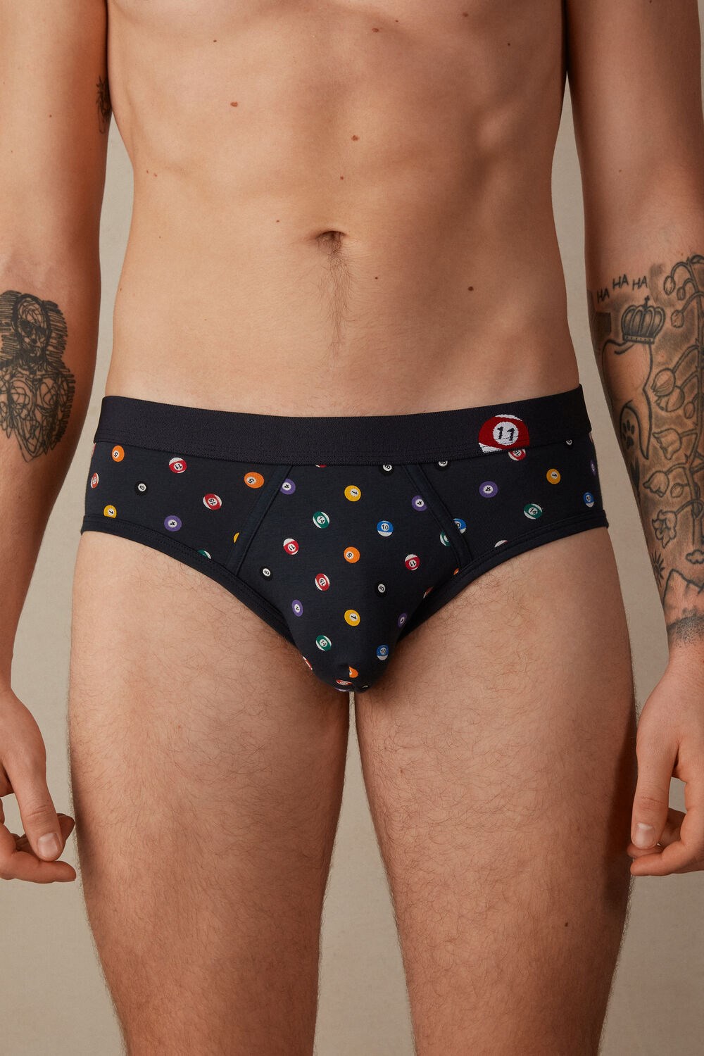 Intimissimi Billiard Briefs in Stretch Supima® Cotton Blue - 179j - Midnight Blue Billiards Print | 8204RFUXA