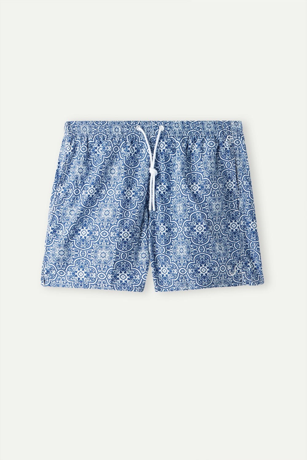 Intimissimi Blue Majolica Print Swim Trunks Blue - 263j - White Blue Majolica Print | 2584BJMDR