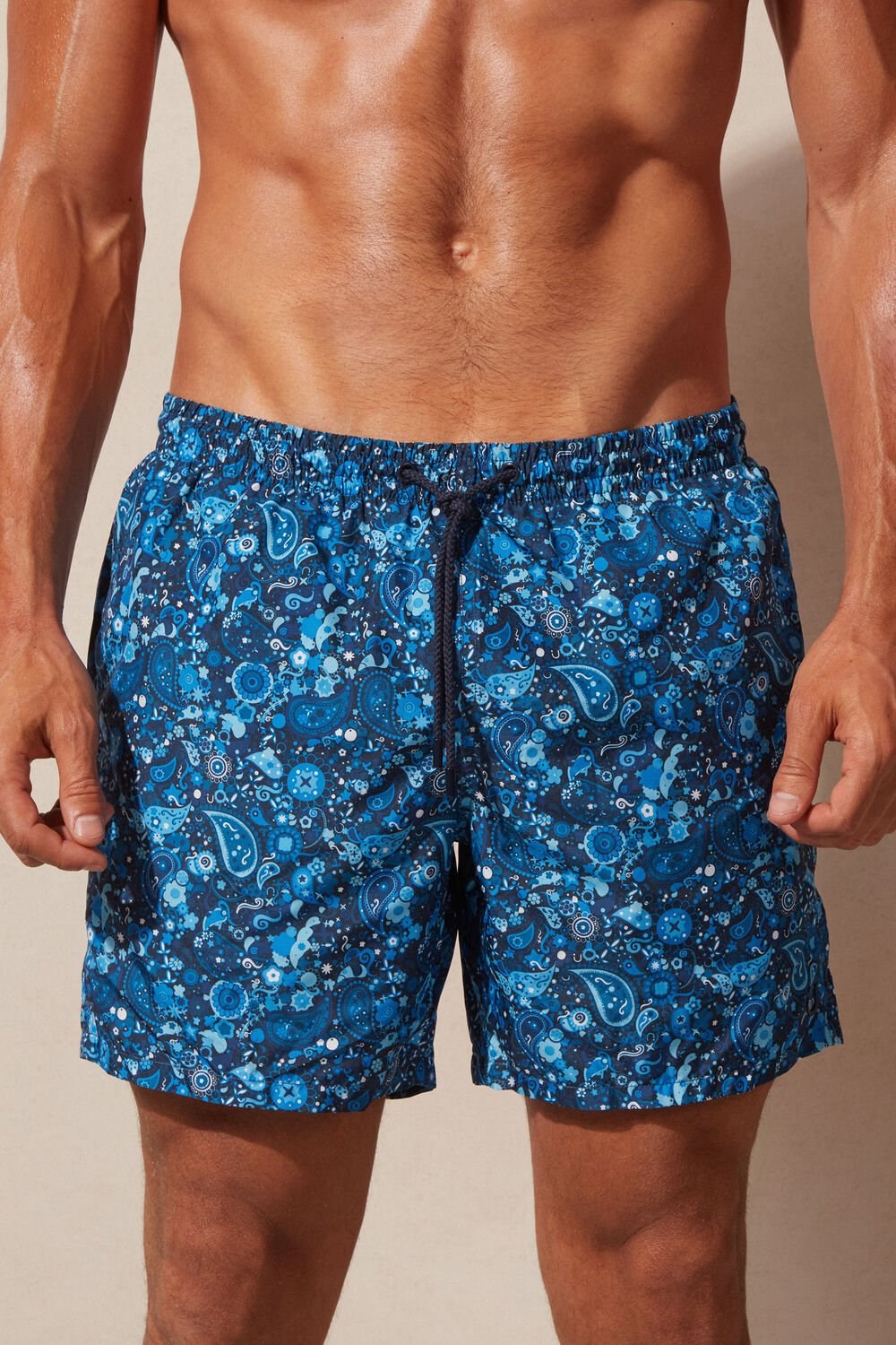 Intimissimi Blue Paisley Print Swim Trunks Blue - 265j - Intense Blue Paisley Print | 2461DAVUX