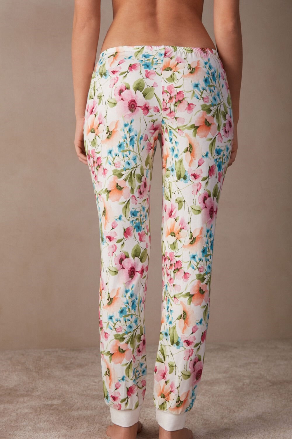 Intimissimi Botanical Lyrics Full Length Modal Pants White - 229j - Small Botanical Lyrics Print | 8902JOHPI