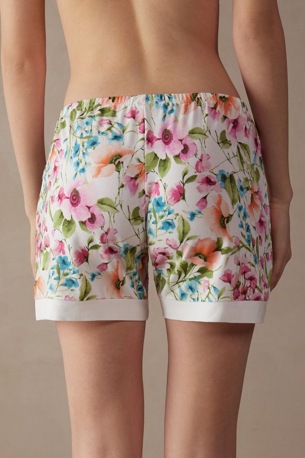 Intimissimi Botanical Lyrics Modal Shorts White - 229j - Small Botanical Lyrics Print | 5106ACPJL