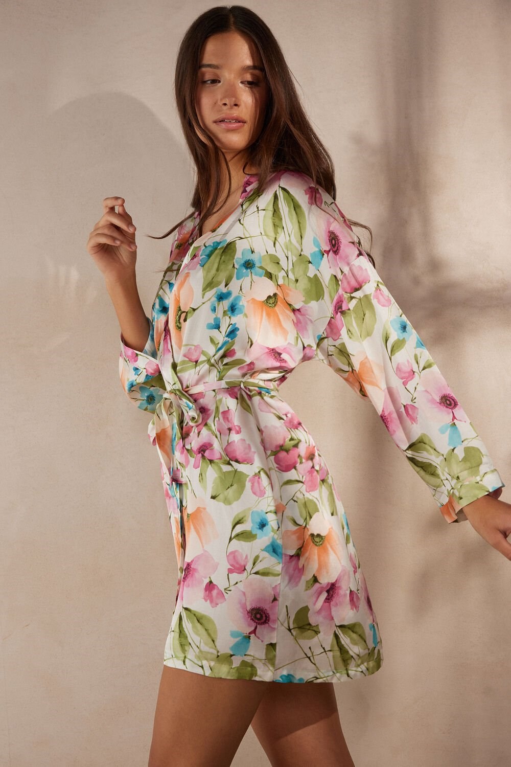 Intimissimi Botanical Lyrics Satin Kimono Print - 228j - Botanical Lyrics Print | 8632EBFQN