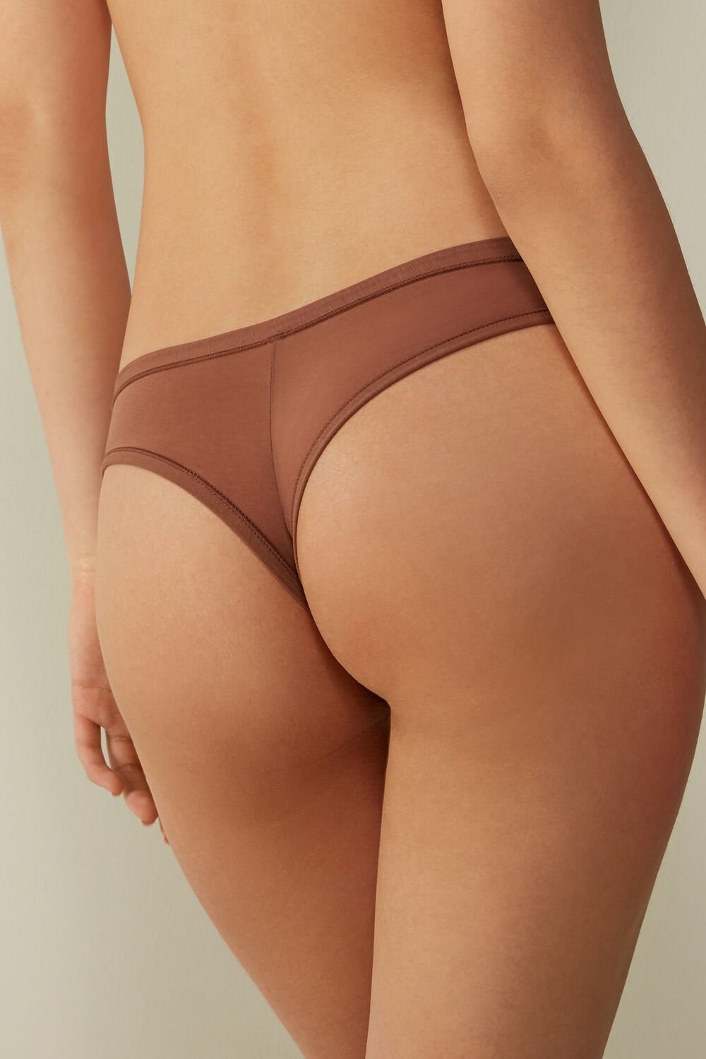 Intimissimi Brazilian Panties in Ultralight Supima® Cotton Natural - 502i - Dark Beige | 6320MJCEZ