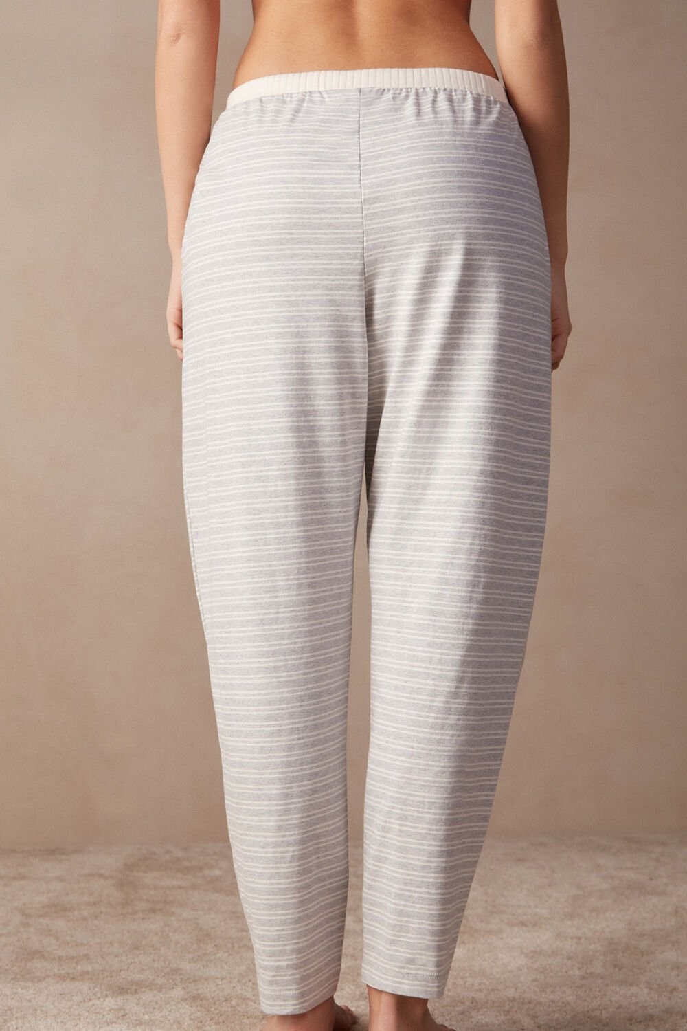 Intimissimi Casual Sunday Full Length Pants White - 224j - Heather Gray / Vanilla Beige Stripe | 1652WDXYS