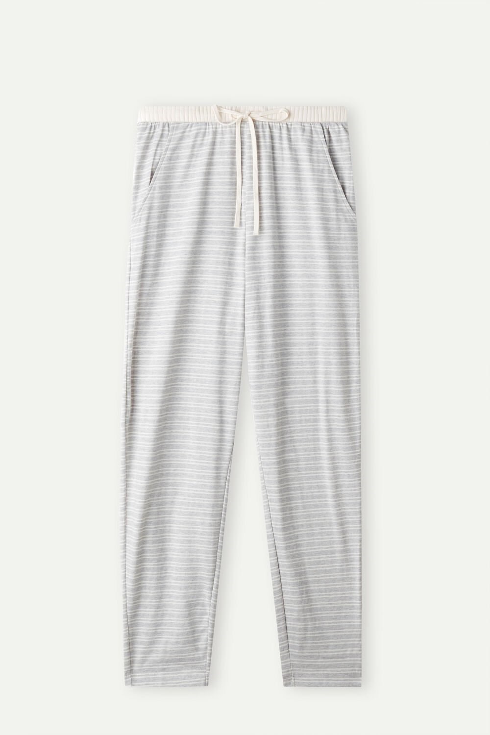 Intimissimi Casual Sunday Full Length Pants White - 224j - Heather Gray / Vanilla Beige Stripe | 1652WDXYS