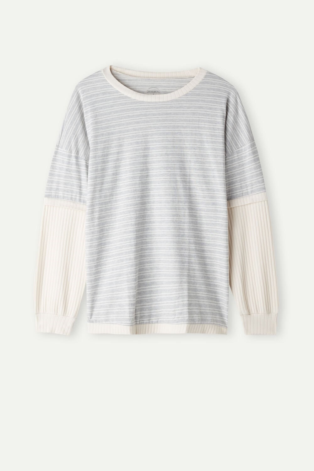 Intimissimi Casual Sunday Long Sleeve Top White - 224j - Heather Gray / Vanilla Beige Stripe | 7842XZYTB