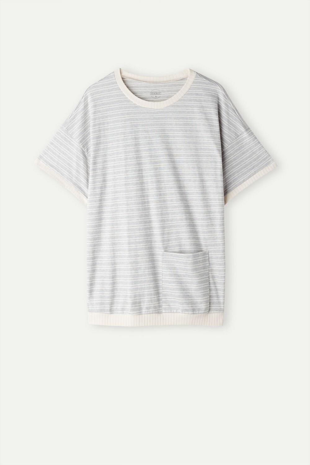 Intimissimi Casual Sunday Short Sleeve Top White - 224j - Heather Gray / Vanilla Beige Stripe | 5206HQYVN