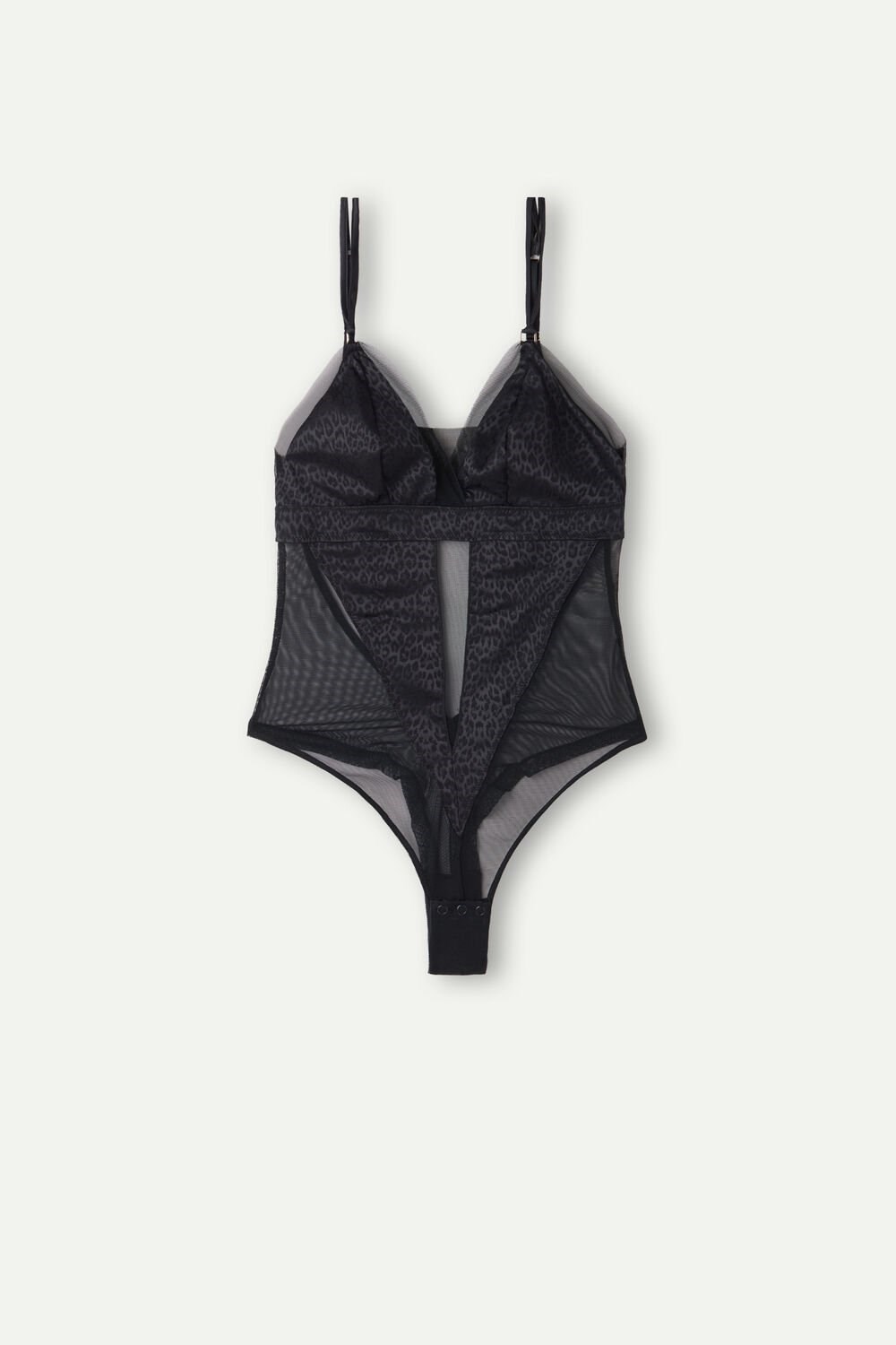 Intimissimi Cool Minimal Tulle and Satin Bodysuit Black - 019 - Black | 3690DNKAT