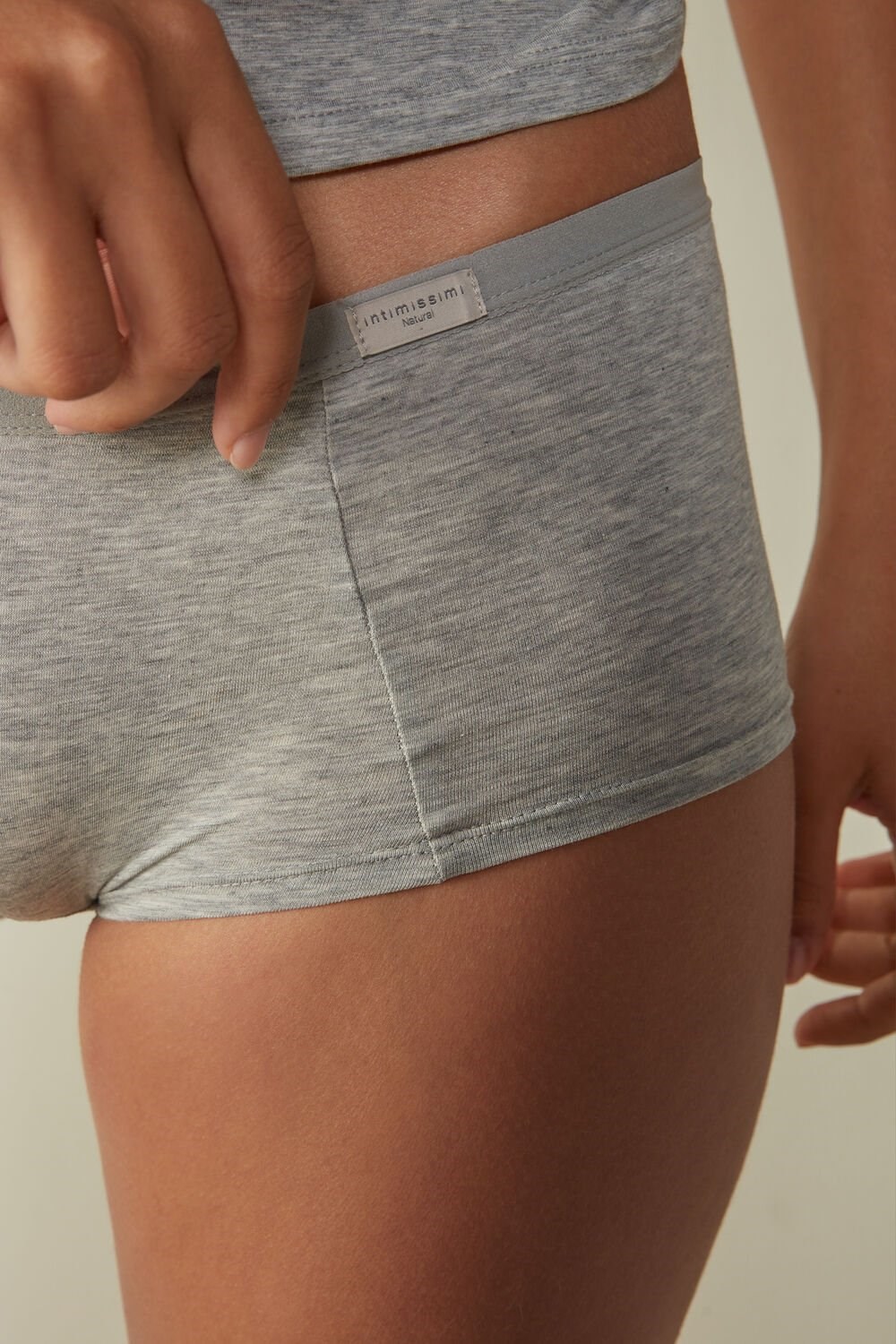 Intimissimi Cotton Boyshorts Grey - 031 - Light Heathered Grey | 9751AOGPX