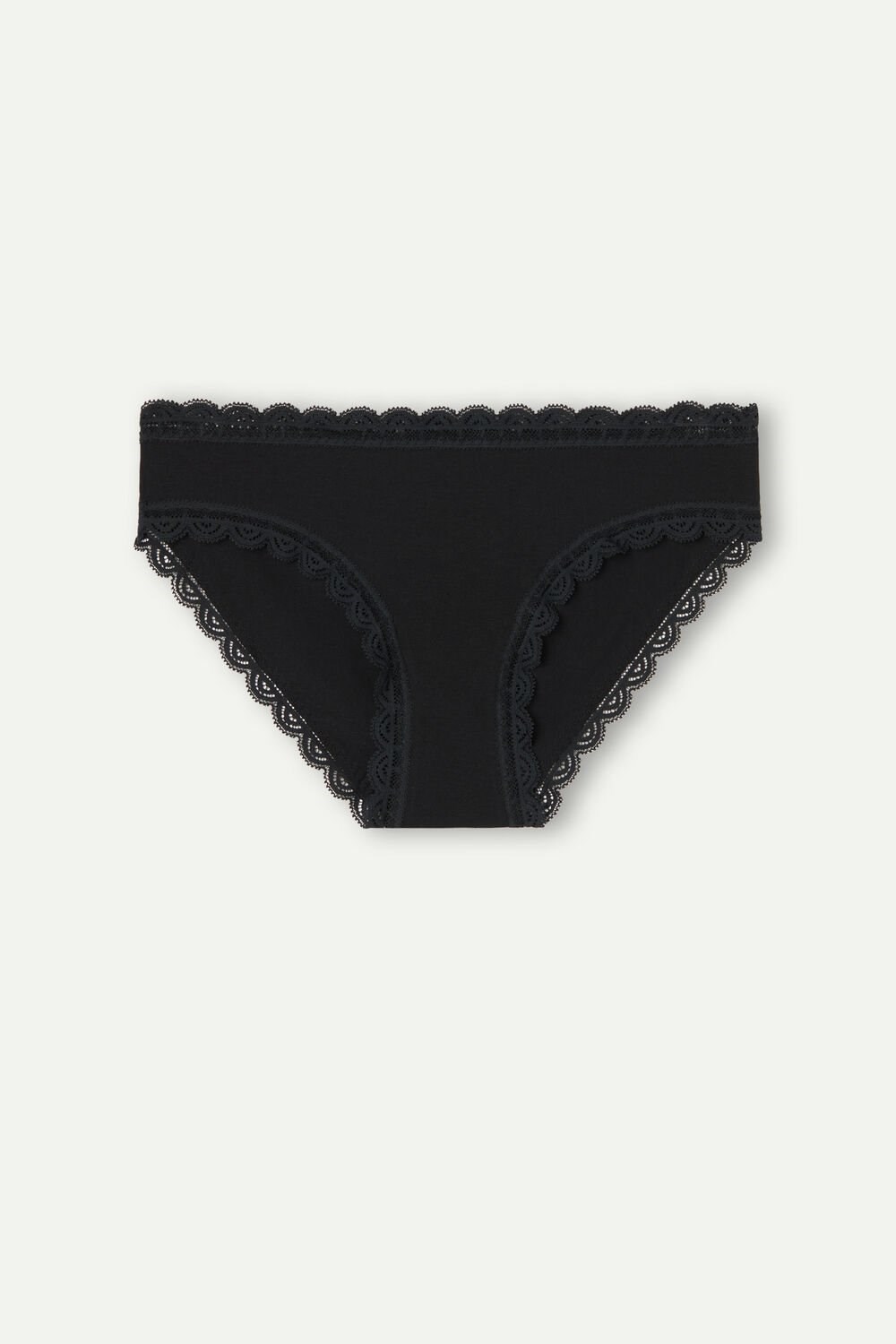 Intimissimi Cotton and Lace Panties Black - 019 - Black | 1468KTJEY