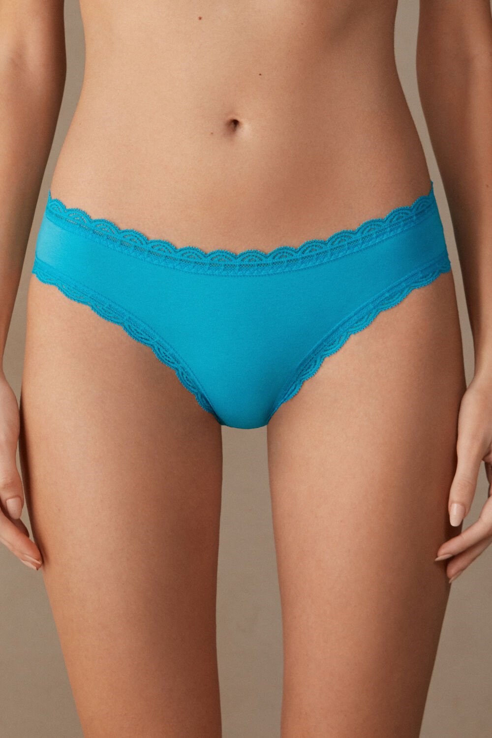 Intimissimi Cotton and Lace Panties Blue - 210j - Digital Turquoise | 2769LCRYU