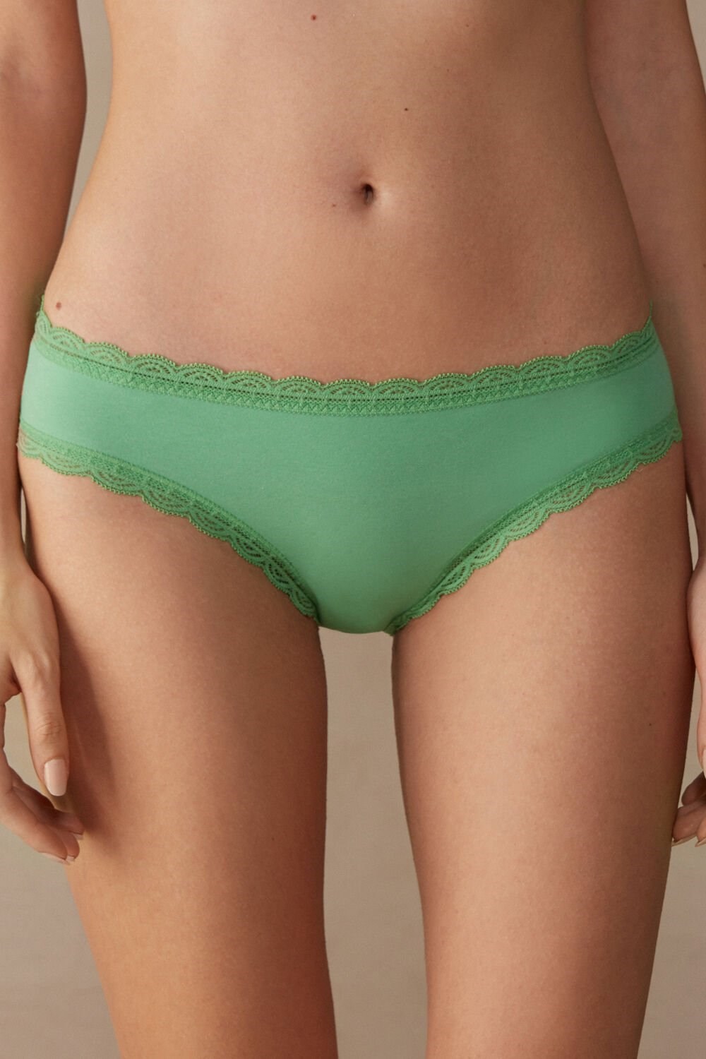 Intimissimi Cotton and Lace Panties Green - 218j - Apple Mint | 9367ICNAB