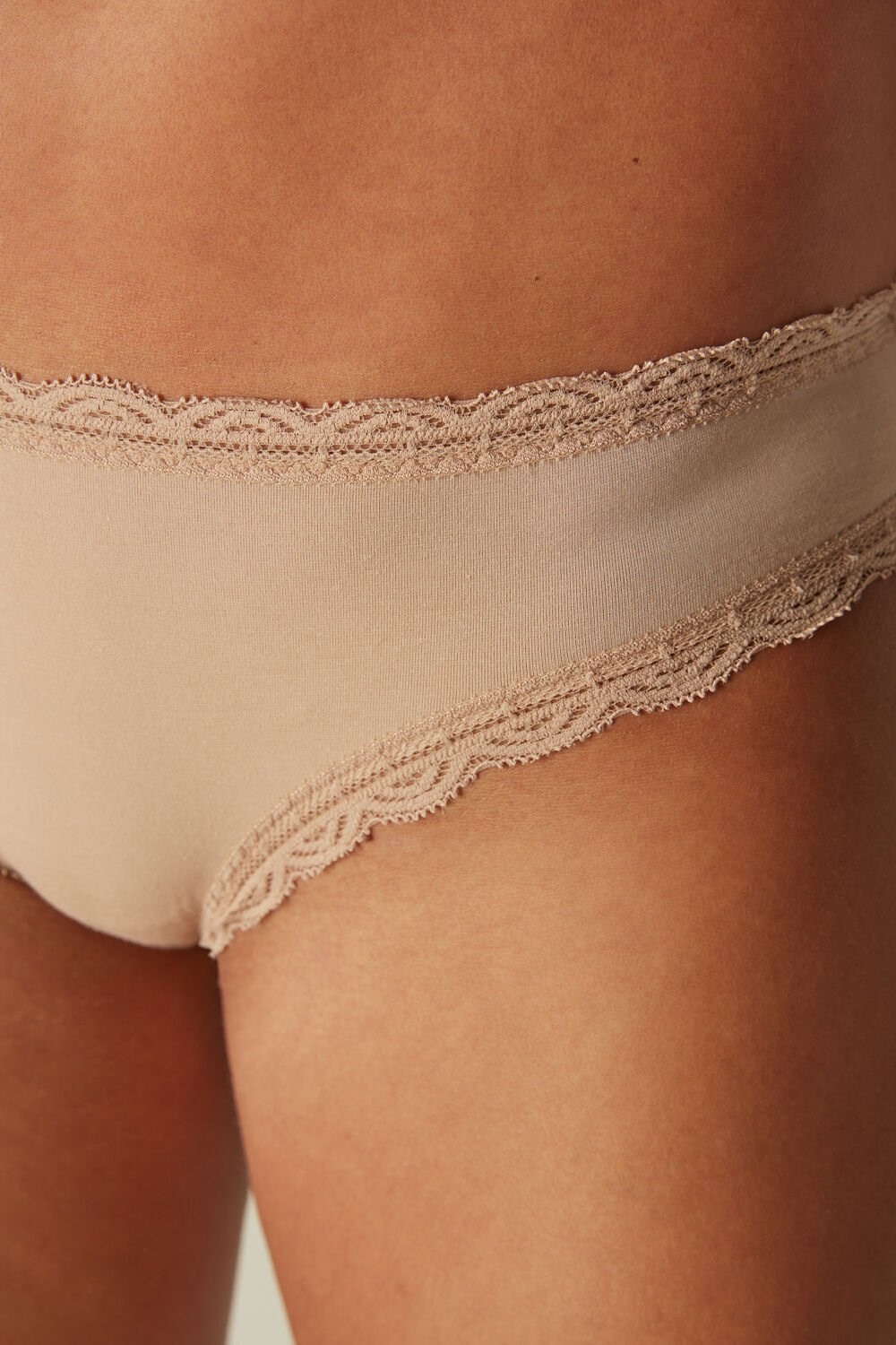 Intimissimi Cotton and Lace Panties Natural - 044 - Soft Beige | 0958FPGJU