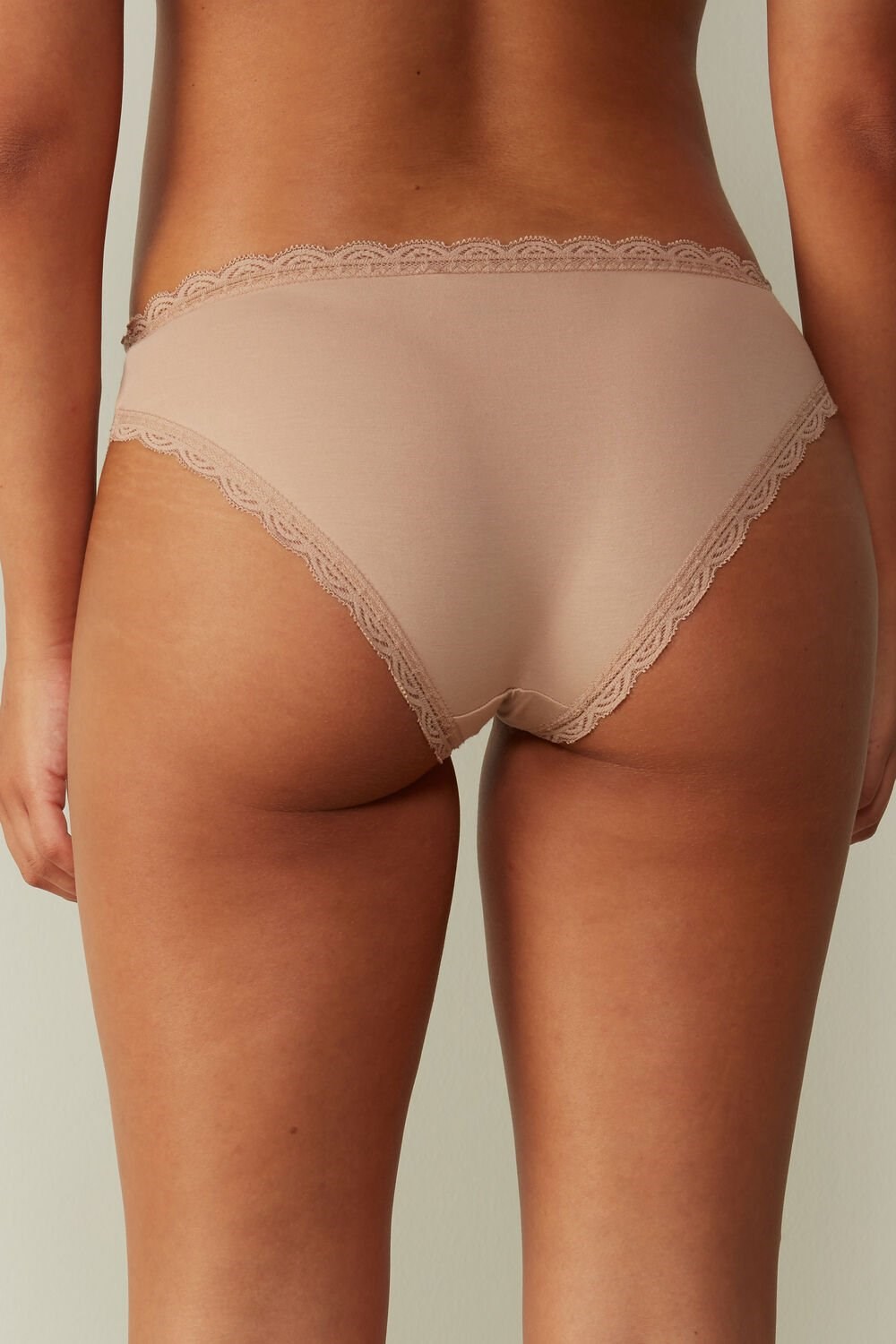 Intimissimi Cotton and Lace Panties Natural - 044 - Soft Beige | 0958FPGJU