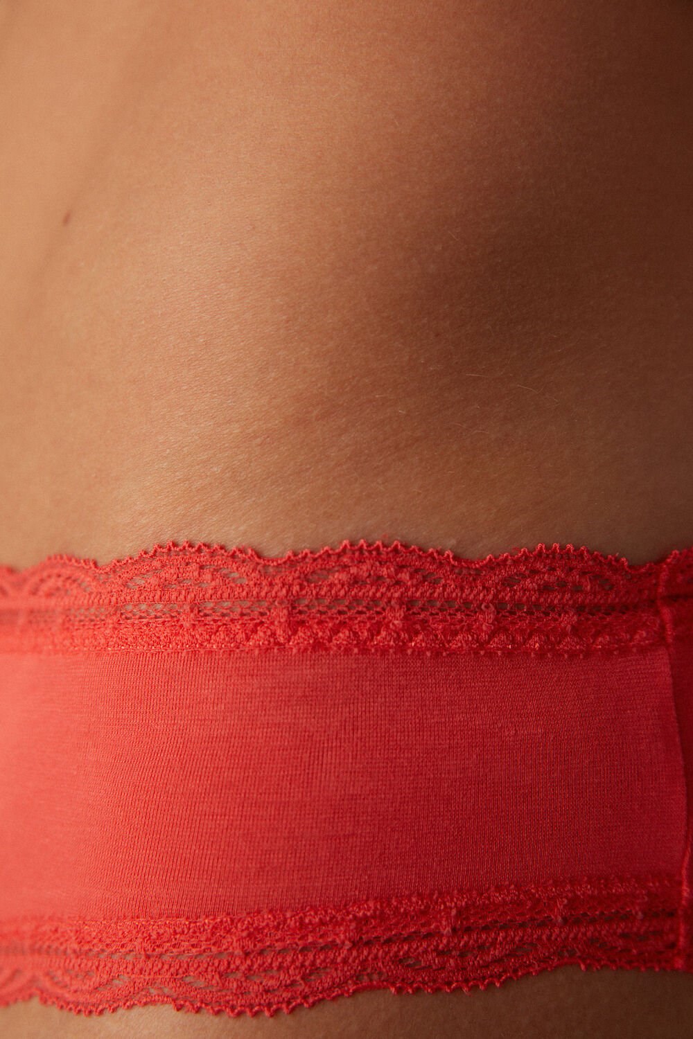 Intimissimi Cotton and Lace Panties Orange - 219j - Flame Scarlet | 7854GIUQS