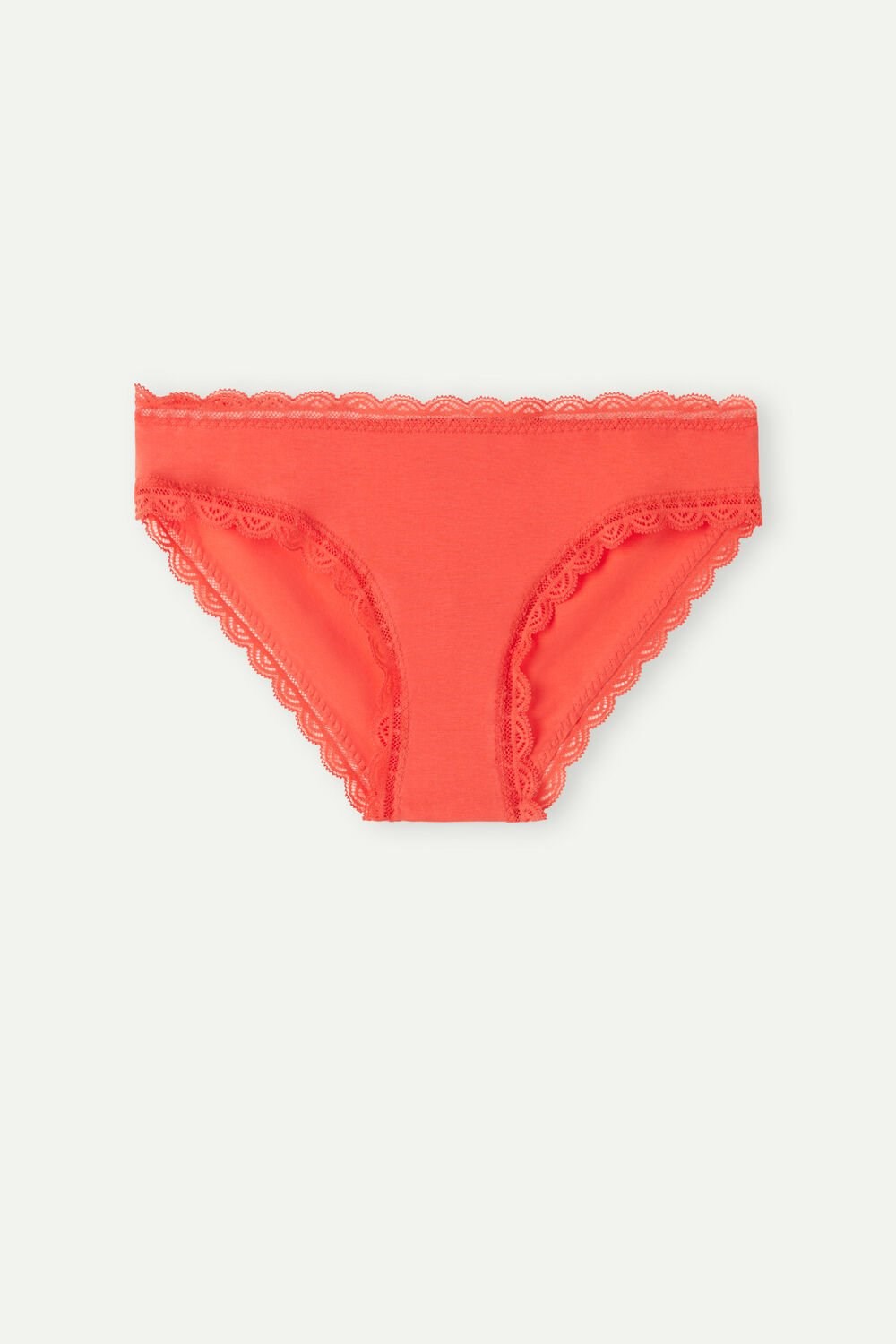 Intimissimi Cotton and Lace Panties Orange - 219j - Flame Scarlet | 7854GIUQS