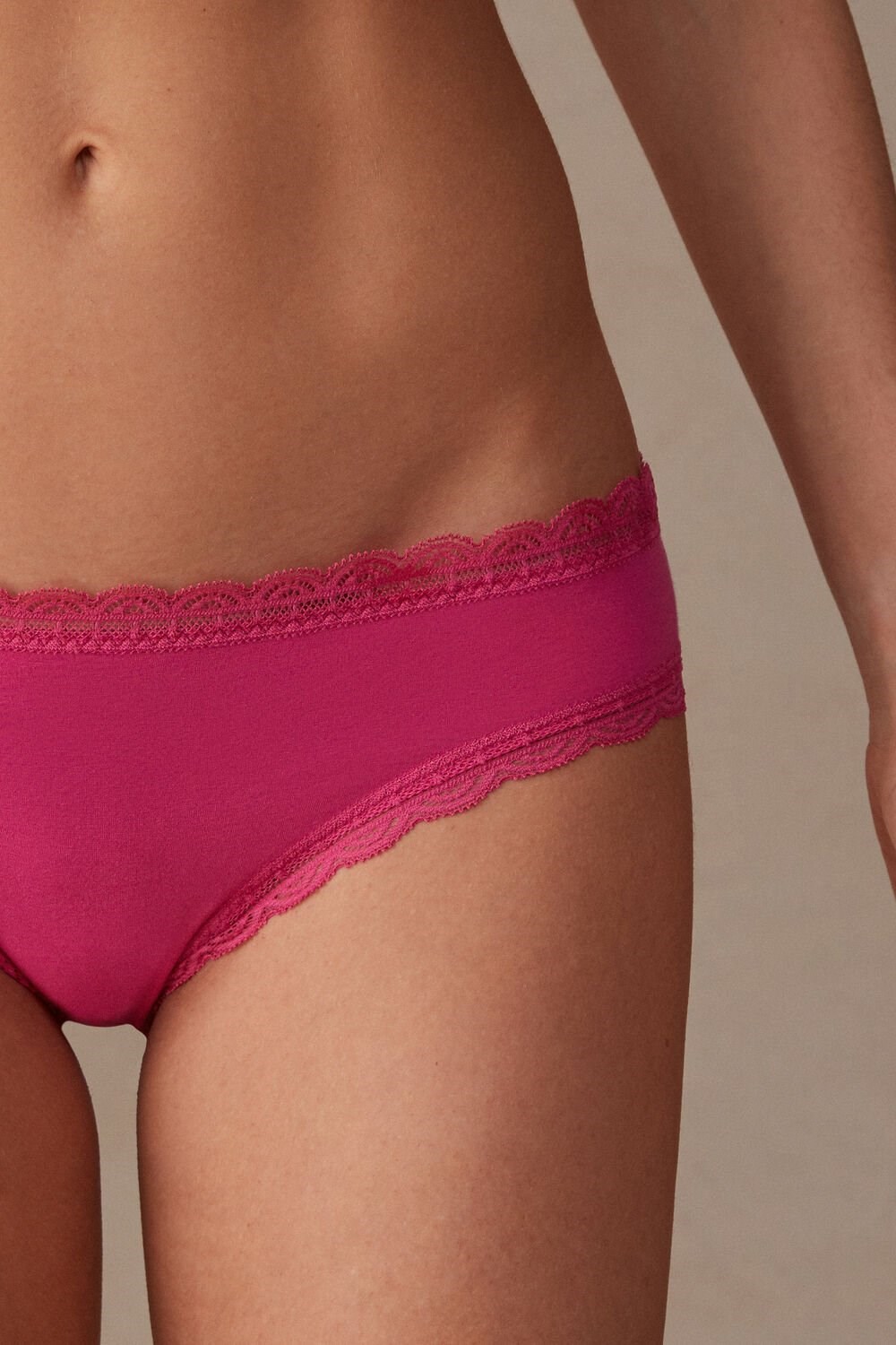 Intimissimi Cotton and Lace Panties Pink - 206j - Valentine Pink | 7412VXCIJ