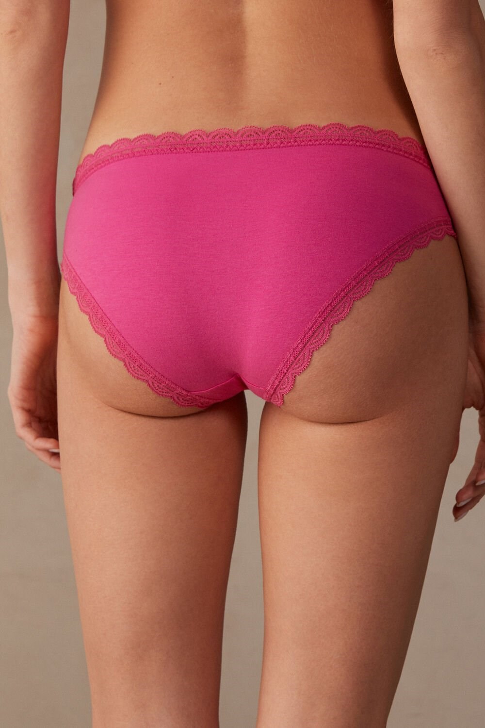 Intimissimi Cotton and Lace Panties Pink - 206j - Valentine Pink | 7412VXCIJ