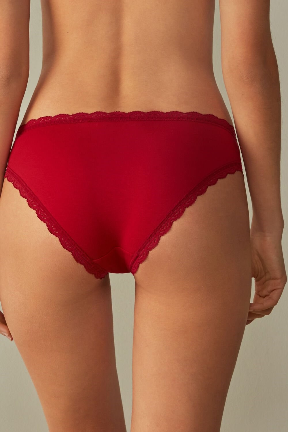 Intimissimi Cotton and Lace Panties Red - 1473 - Red | 4326SZJDQ