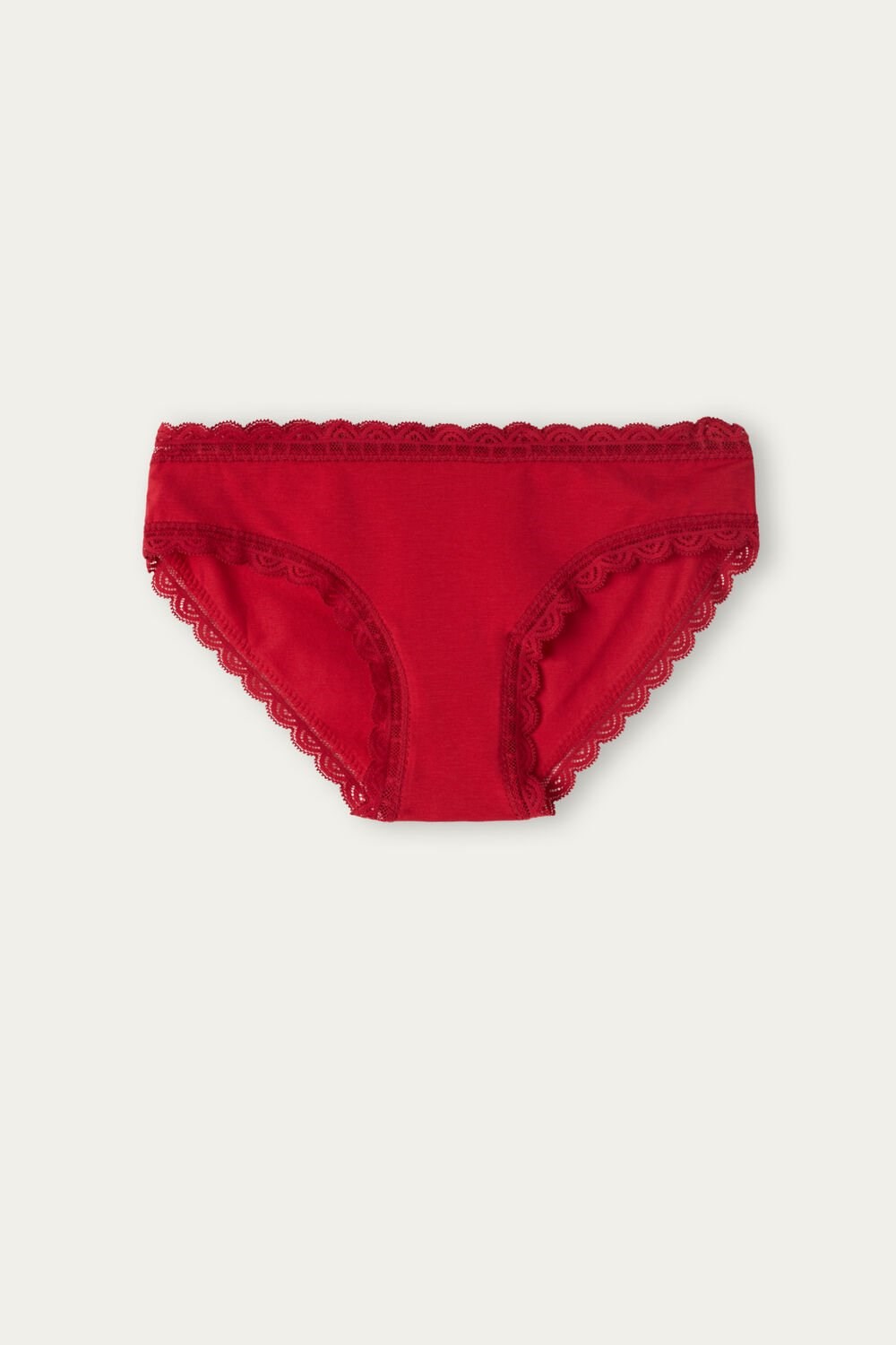 Intimissimi Cotton and Lace Panties Red - 1473 - Red | 4326SZJDQ