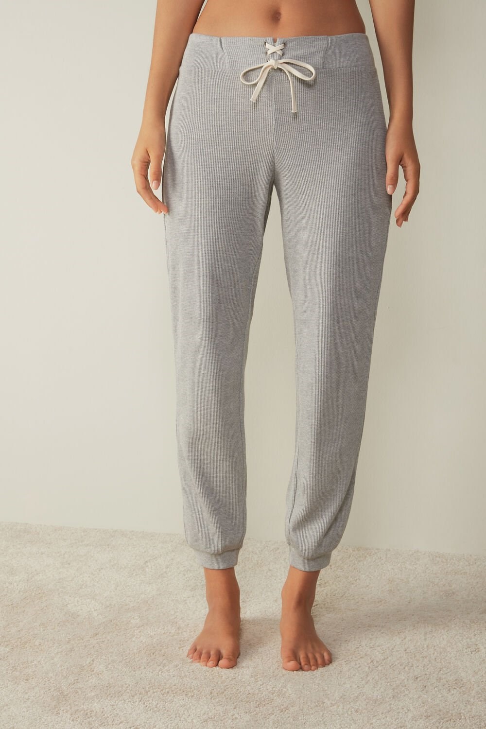 Intimissimi Cozy Waffle Pants Grey - 031 - Light Heathered Grey | 0748FRCSV