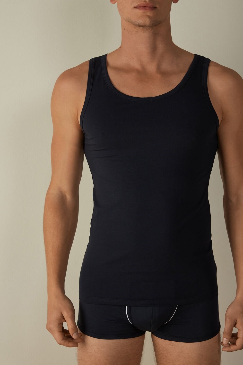 Intimissimi Crew Neck Tank Top Blue - 800 - Midnight Blue | 3102EJHYB