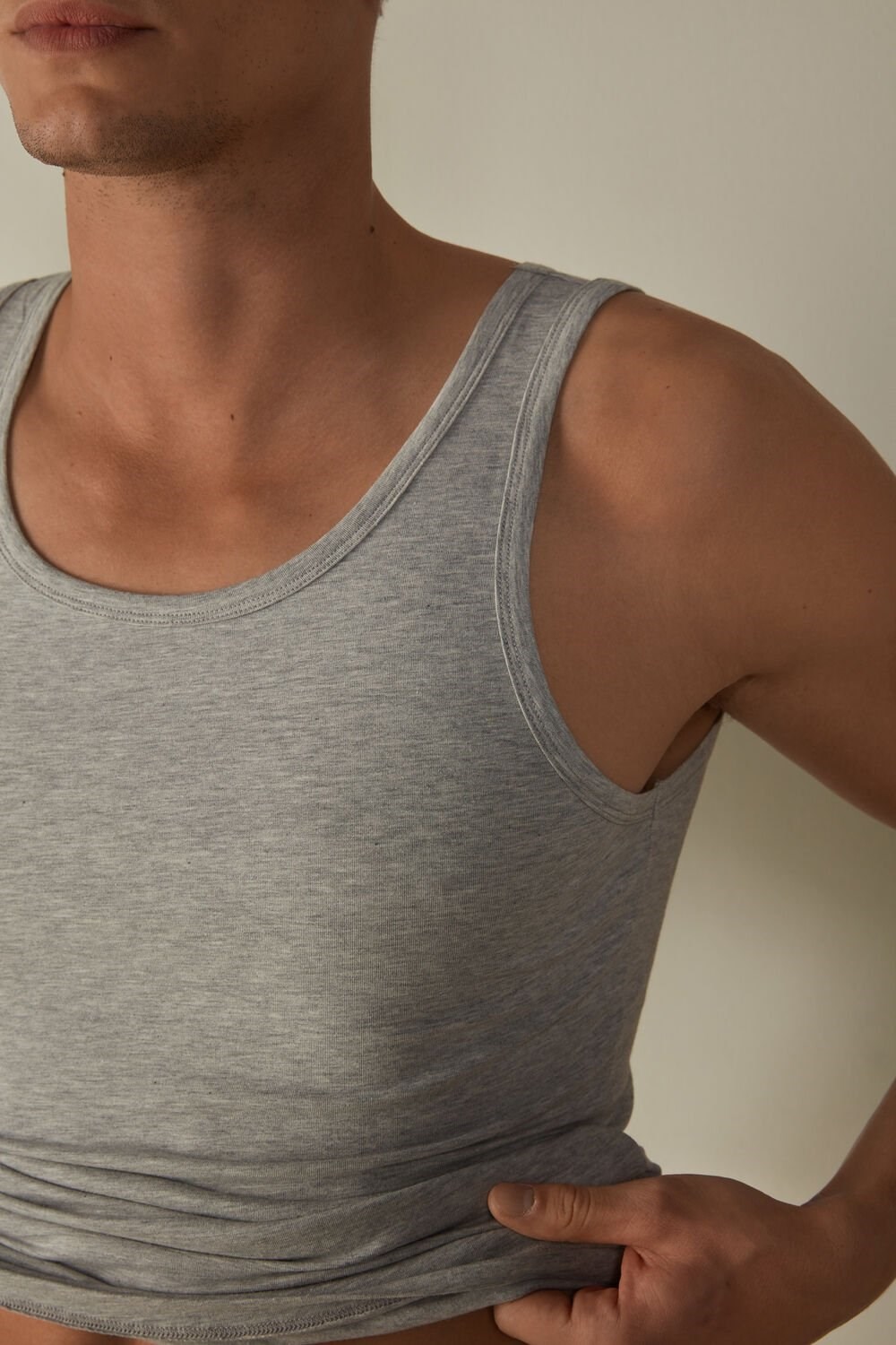 Intimissimi Crew Neck Tank Top Grey - 031 - Light Heathered Grey | 3085JDLPU