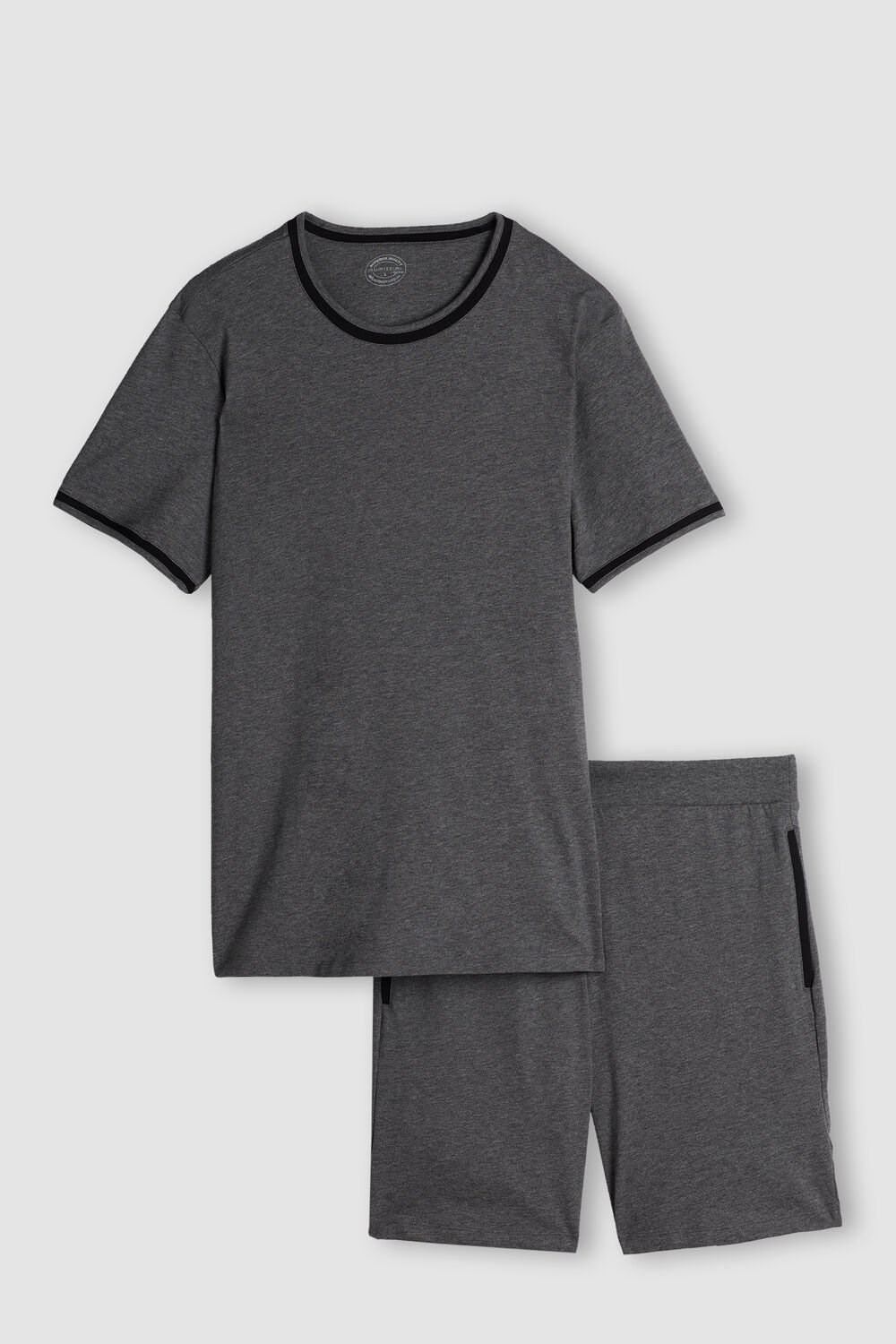 Intimissimi Cropped Basic Supima® Cotton Pajamas Dark Grey - 5227 - Heathered Graphite Grey | 0628ALIJN