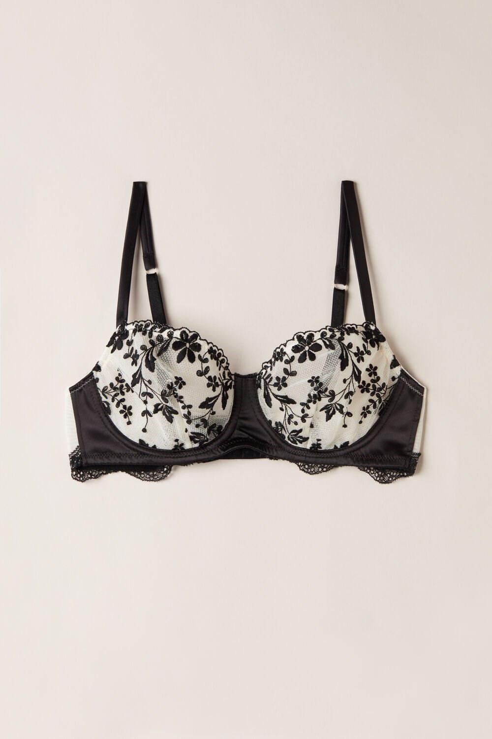 Intimissimi Delicate Love Daniela Balconette Bra Black - 987i - Vanilla / Nero | 9635YUZRN