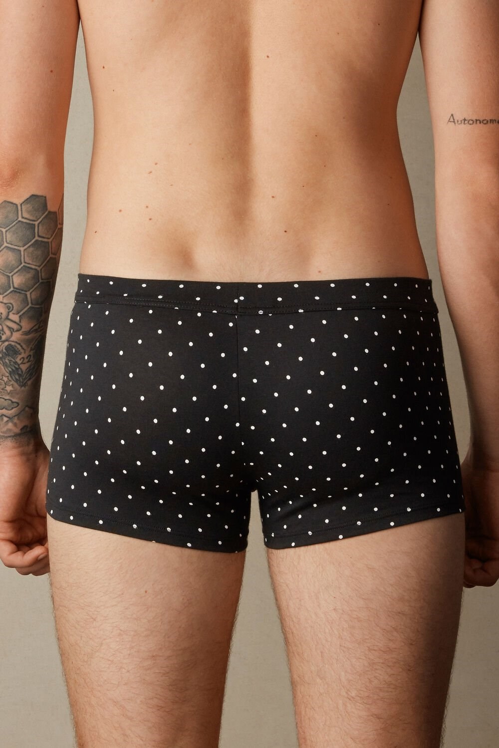 Intimissimi Dotted Boxers in Stretch Supima® Cotton Black - 062j - Black Dot Print | 1708SPREQ