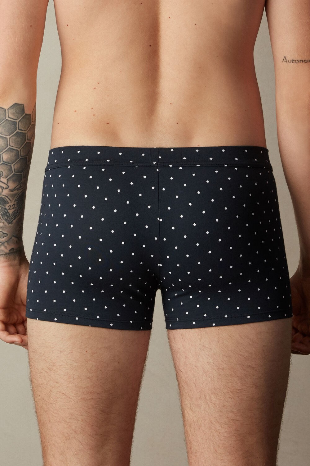 Intimissimi Dotted Boxers in Stretch Supima® Cotton Blue - 049j - Midnight Blue Dot Print | 2405UOEDW